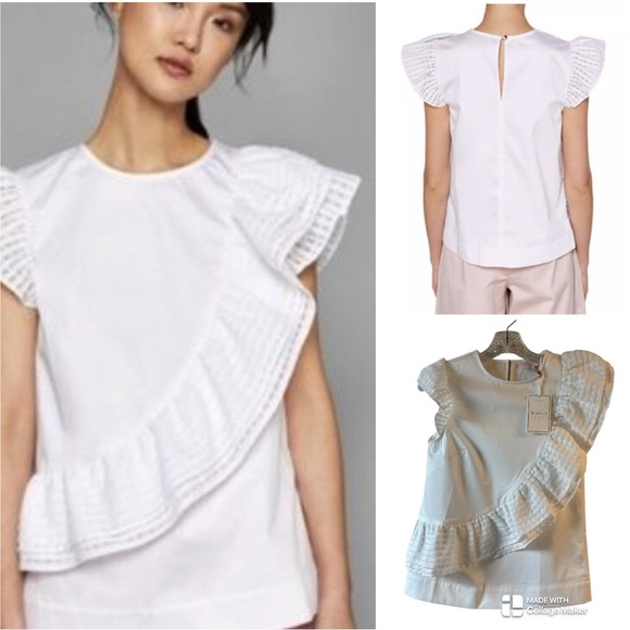 Ted Baker Linda double ruffle gingham top NWT - Picture 1 of 10